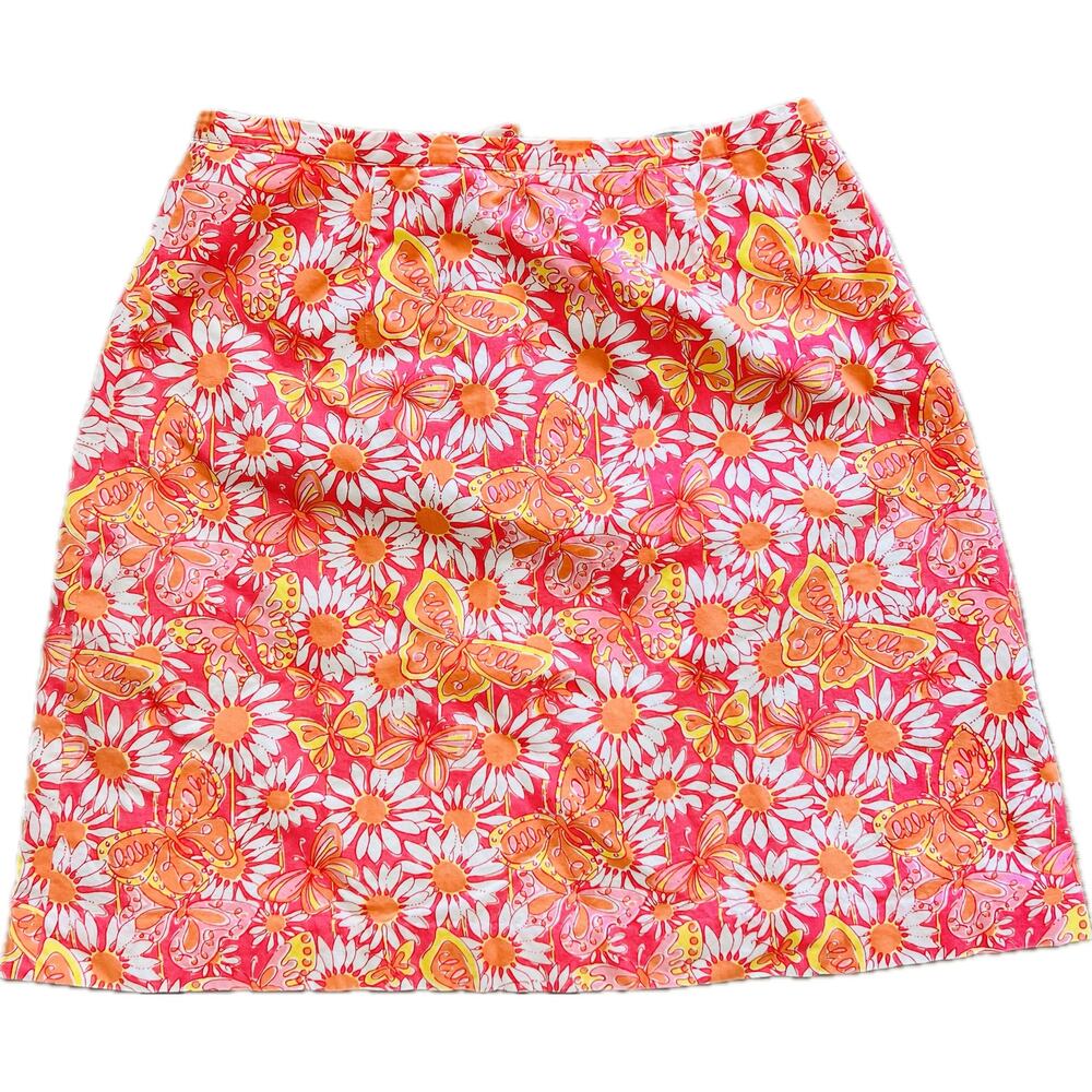 Lilly Pulitzer Pink, Orange & White Floral Butterfly Mini Skirt